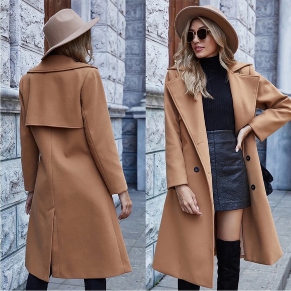 NWT Double Button Private Label Camel Coat - Picture 3 of 10